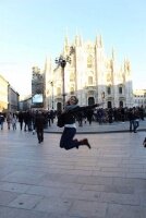 Happy me jumping in front of the Duomo cathedral – the heart of Milan